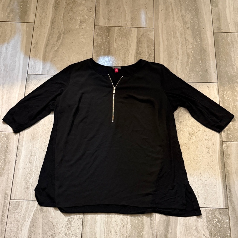 Vince Camuto Black Blouse with Zipper Accent